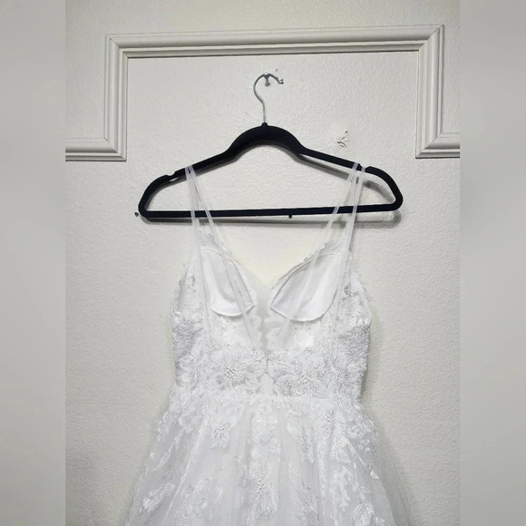 Lulus Height of Love White Embroidered Beaded Backless A-Line Gown Wedding - Picture 12 of 14